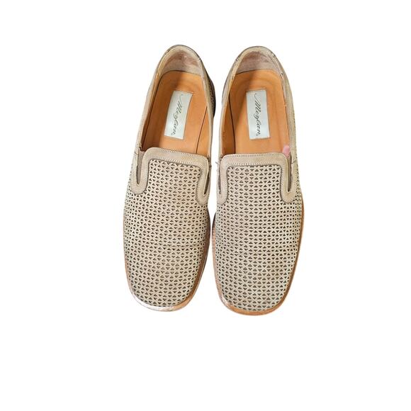 Mezlan Suede Puerto Cut Out Natural Beige Preppy Academia Loafers 9.5 EUC